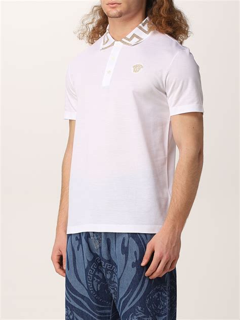 versace white polo t shirt|versace polo shirt price.